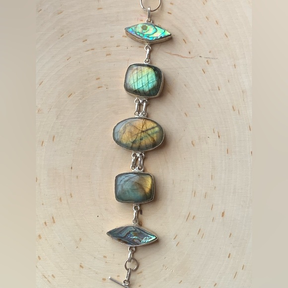 Labradorite & Abalone sterling silver Bracelet - Picture 4 of 4